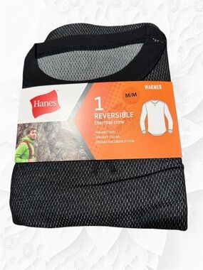 Hanes Thermal Crew Knit Top - Black